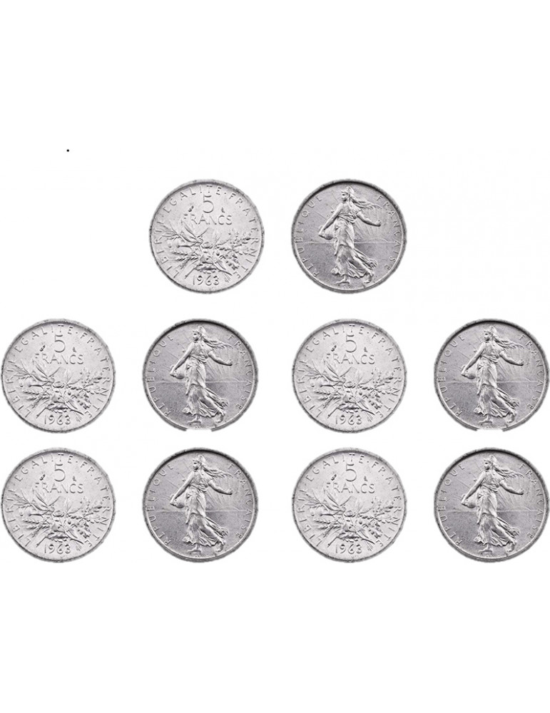 Lot de 10 Pièces de 5 F Semeuse