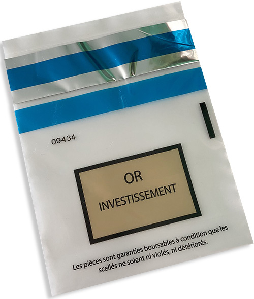 Sachet scellé numéroté or investissement